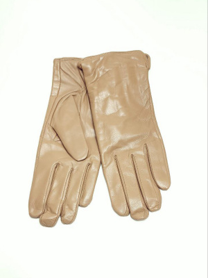 Перчатки женские кожаные с подкладой из шерсти без декоративных элементов (упаковка 5 пар) бежевые