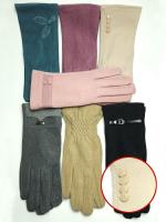 Перчатки женские зимние из хлопка, флиса и вискозы с подкладкой из экомеха с 4-мя пуговицами (упаковка 12 пар)