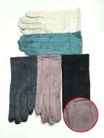 Перчатки женские зимние из велюра и экомеха с вышивкой (упаковка 12 пар)