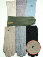 Перчатки женские зимние из кашемира с кнопкой FF (упаковка 12 пар)