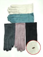 Перчатки женские зимние из велюра и экомеха с иконкой (упаковка 12 пар)
