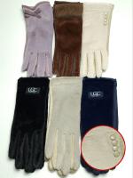 Перчатки женские зимние из вискозы, вилюра и флиса с подкладкой из экомеха с начесом с четырьмя пуговицами на запястии (упаковка 12 пар)