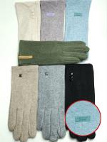 Перчатки женские зимние из кашемира с нашивкой (упаковка 12 пар)